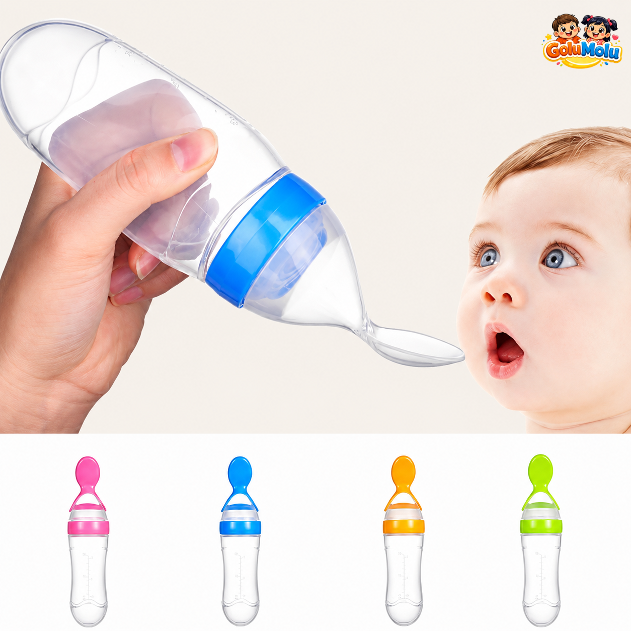2-in-1 Baby Silicone Squeeze Feeder | Infant Food Dispensing Spoon Bottle