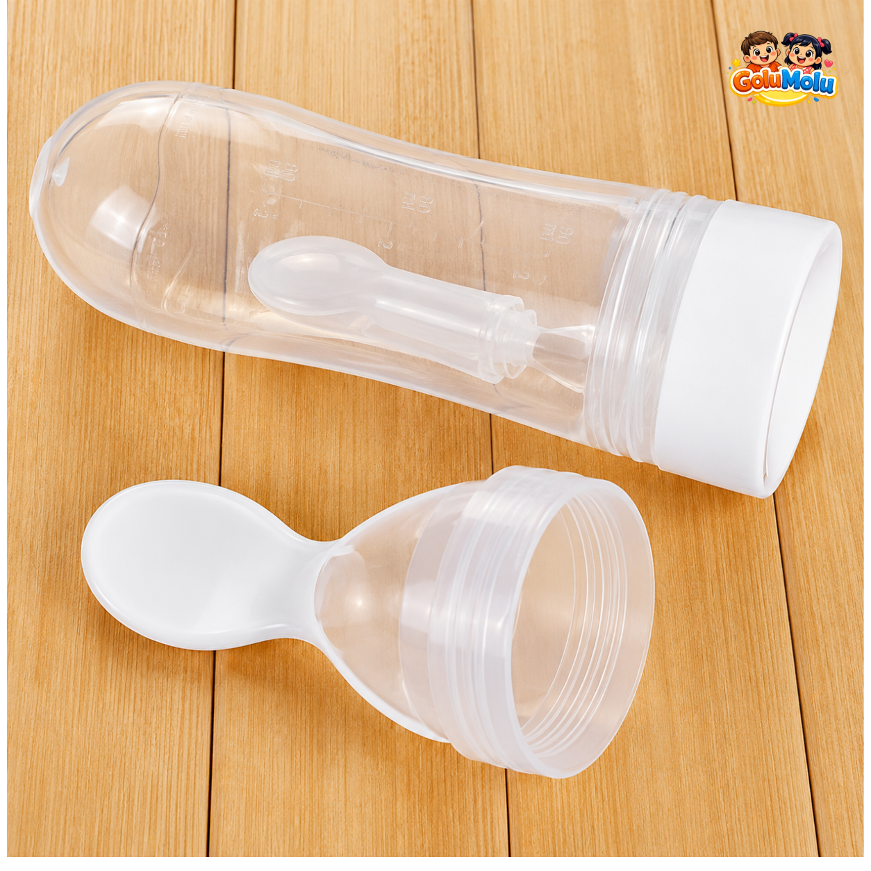 2-in-1 Baby Silicone Squeeze Feeder | Infant Food Dispensing Spoon Bottle
