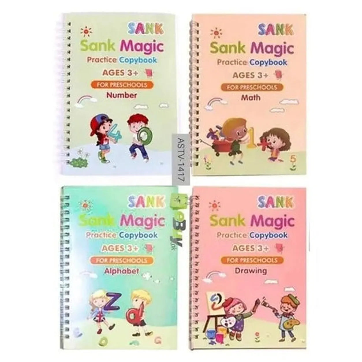 Sank Magic Practice Copybook Set | 4 Reusable Books + Magic Pen