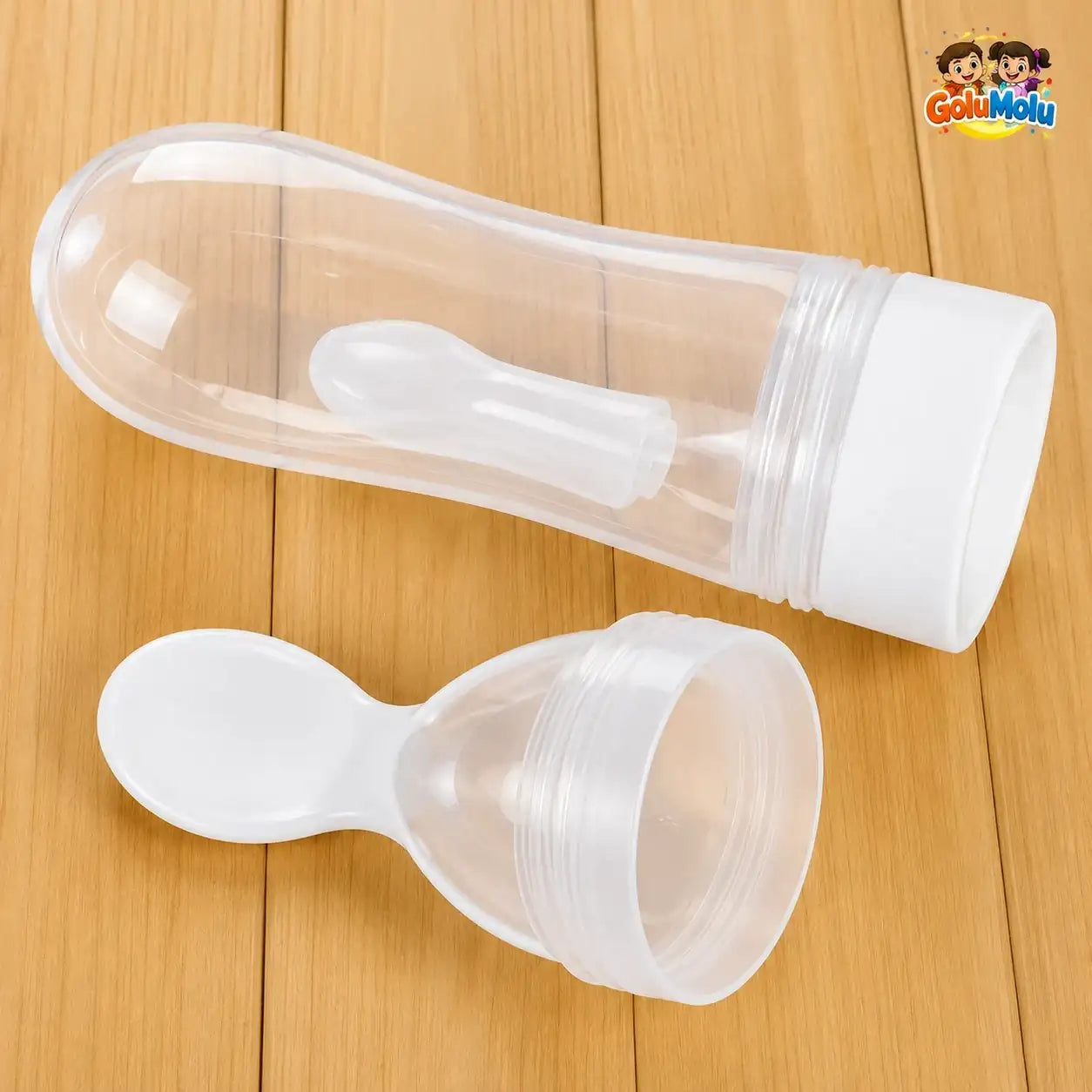 GoluMolu silicone baby feeding squeeze bottle with spoon feeder