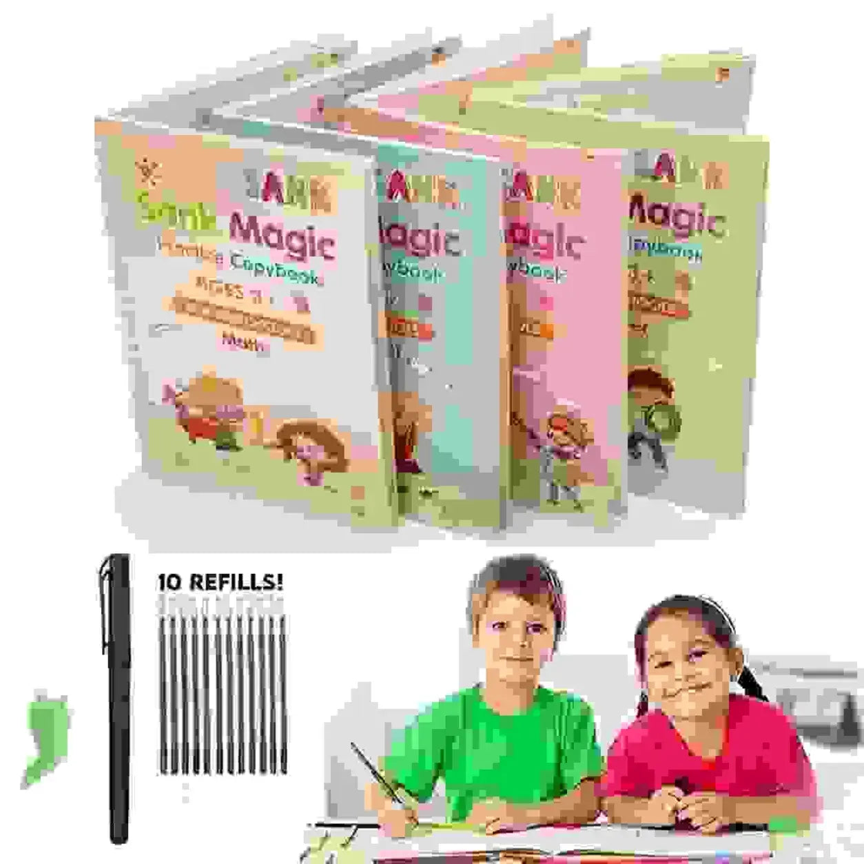 Sank Magic Practice Copybook, reusable grooved tracing workbooks, magic pen